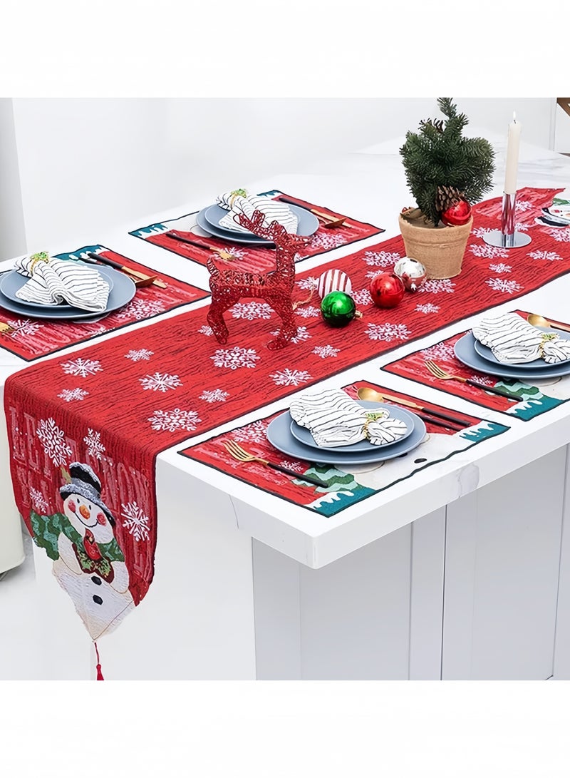جيجيرو مفارش طاولة عيد الميلاد، مفارش طاولة مطرزة، مفرش طاولة على شكل رجل ثلج لعيد الميلاد، ديكورات عيد الميلاد لمفارش الطاولة - Image 3