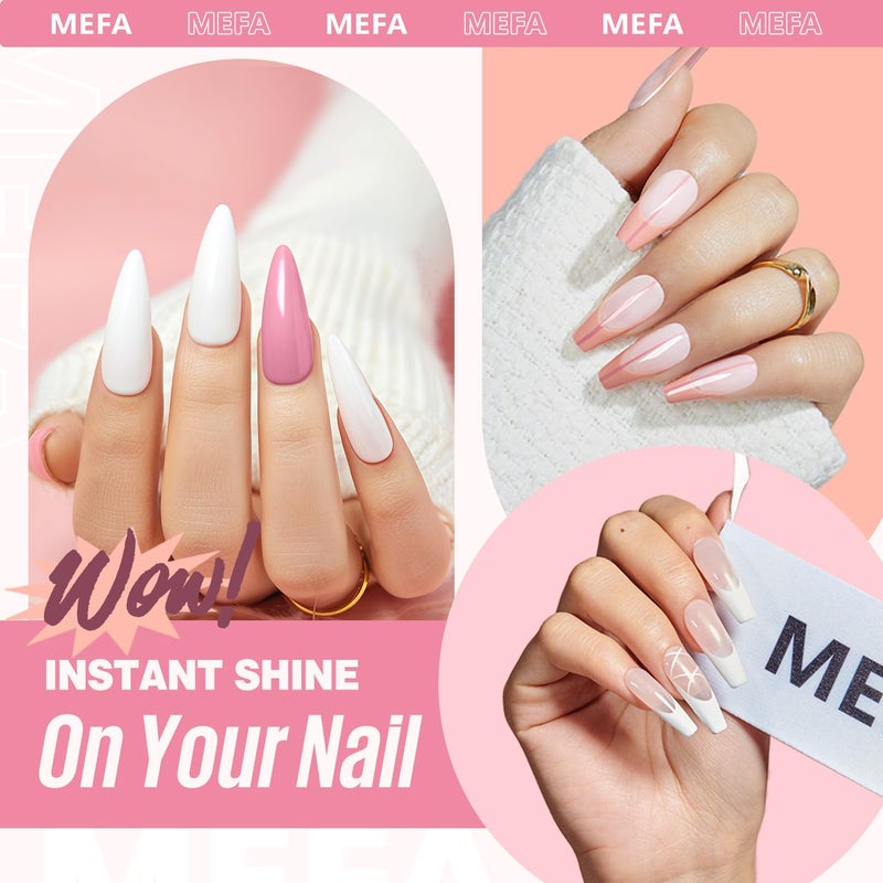 MEFA 19 Pcs Gel Nail Polish Kit with U V Light, 12 Colors All Seasons Nude Pink Milky White Soak Off Gel Polish Nail Set with Base Top Coat Essential Manicure Tools Beginners Salon Nails DIY Art - Image 3