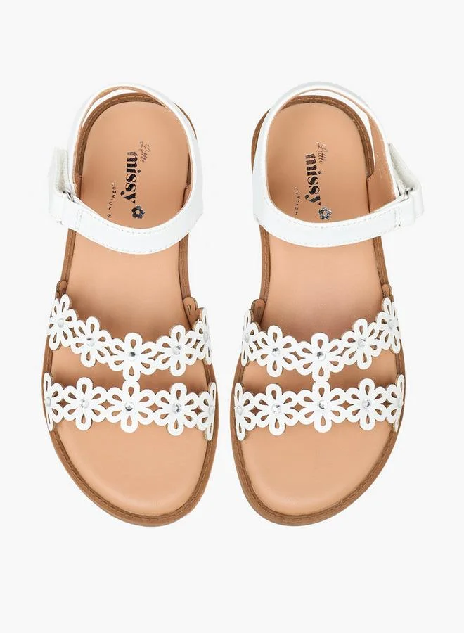 ليتل ميسي Girls Floral Cutout Detail Hook & Loop Sandals