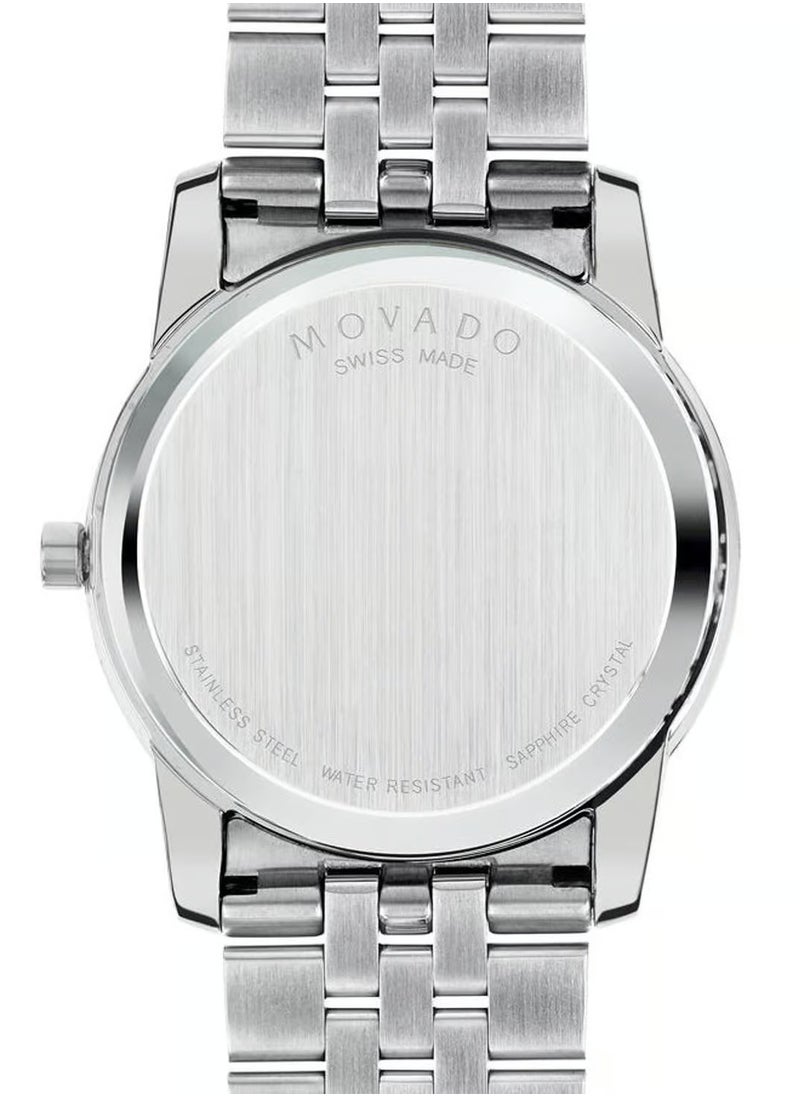 MOVADO BOLD - Movado Museum Diamonds Black Dial Silver Steel Strap Watch For Men - 606878 - Image 1