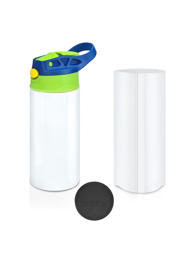 XccMe Kids Sublimation Tumbler,12oz Sublimation Water Bottle Blanks,Straight Stainless Steel Todder Sippy Cup,Double Wall Insulated Sippy Tumbler with Handle,Shrink Films,Leak Proof (Blue) - Image 1