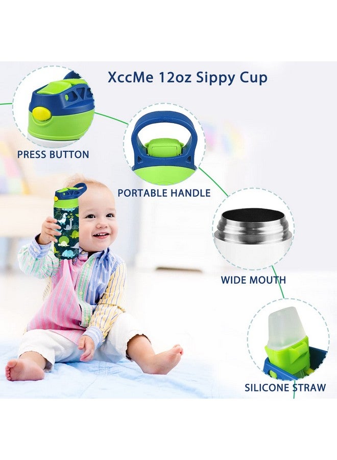 XccMe Kids Sublimation Tumbler,12oz Sublimation Water Bottle Blanks,Straight Stainless Steel Todder Sippy Cup,Double Wall Insulated Sippy Tumbler with Handle,Shrink Films,Leak Proof (Blue) - Image 5