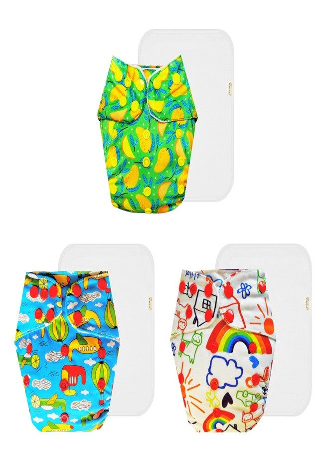 حفاضات دمبلدو القماشية الممتازة مع حشوة قطنية (عبوة من 3) | شعور بالجفاف والراحة | تهوية جيدة | مناسبة للسفر | للاستخدام طوال اليوم | من 3 أشهر إلى 3 سنوات | للجنسين - Image 1