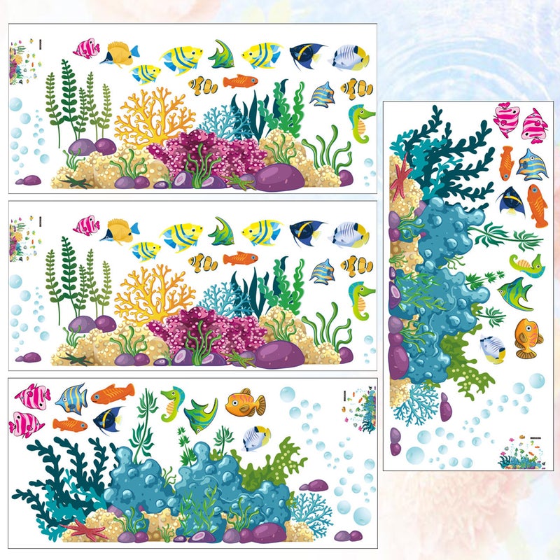 4 Pcs Underwater World Stickers Decorative Decals Wallpaper Wall Stickers for Children Room - Image 2