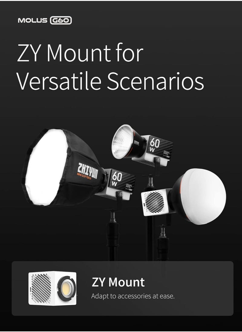 Zhiyun - Zhiyun MOLUS G60 Combo - 60W COB Video Light Bicolor 2700K-6500K Bluetooth App Remote Control Continuous Light Photography with Power Supply DC/PD Tripod for Youtube Vlogging Wedding - Image 1