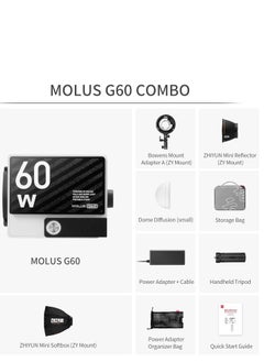 Zhiyun Zhiyun MOLUS G60 Combo - 60W COB Video Light Bicolor 2700K-6500K Bluetooth App Remote Control Continuous Light Photography with Power Supply DC/PD Tripod for Youtube Vlogging Wedding  - Image 2