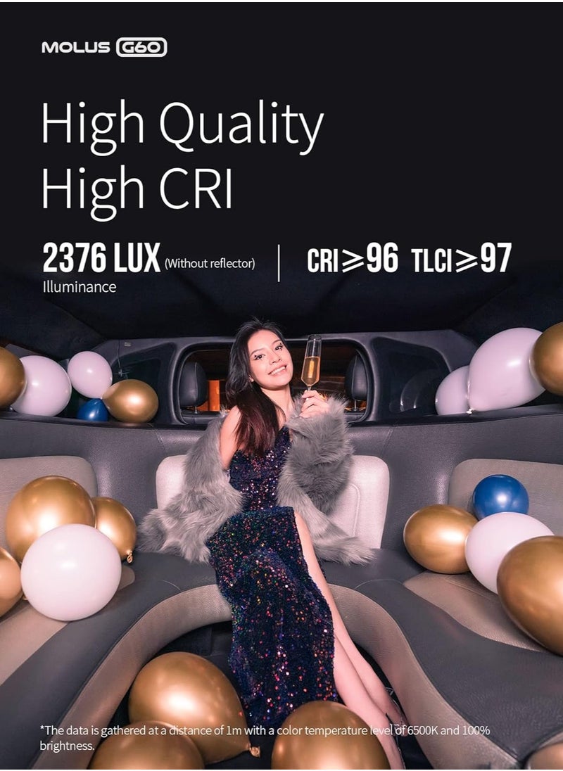 Zhiyun - Zhiyun MOLUS G60 Combo - 60W COB Video Light Bicolor 2700K-6500K Bluetooth App Remote Control Continuous Light Photography with Power Supply DC/PD Tripod for Youtube Vlogging Wedding - Image 1