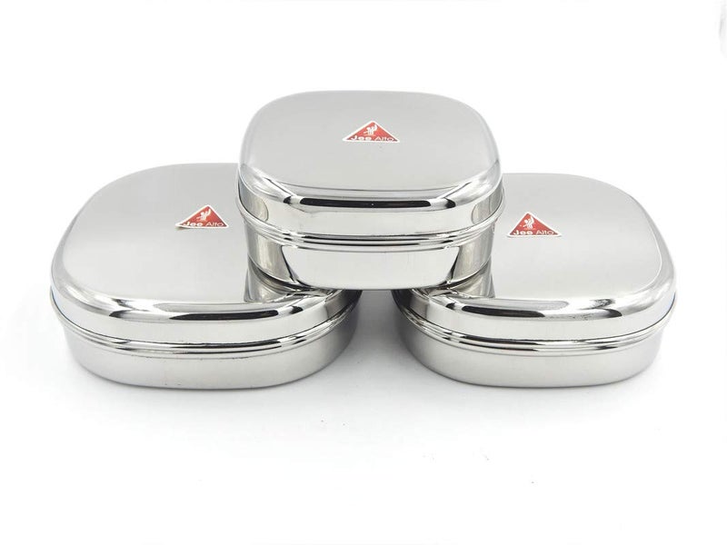 JEE ALTO Stainless Steel Sleek Square Lunch Dabba/Sandwich Box/Storage Container Set of 3 Pcs (275 ml, 350 ml, 450 ml) - Image 5