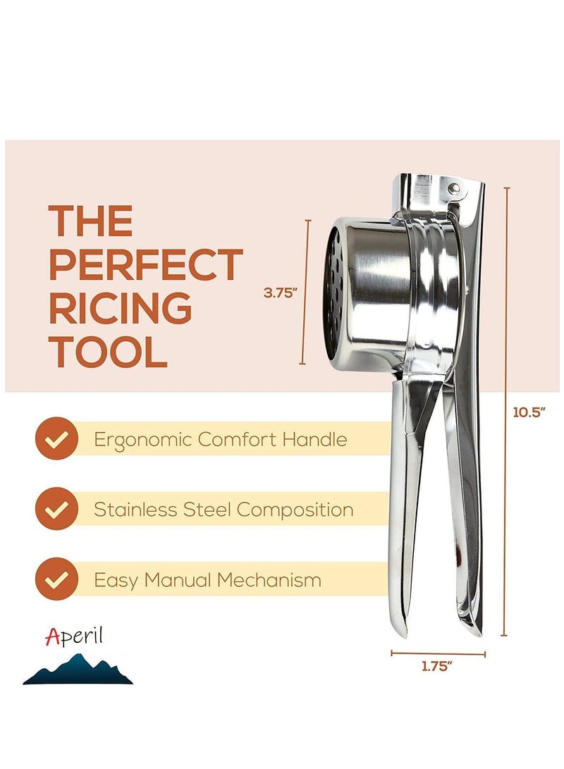 SYOSI مُهروس البطاطس - مُهروس بطاطس من الفولاذ المقاوم للصدأ الفاخر، 3 أقراص قابلة للتبديل - آلة ضغط البطاطس اليدوية، مثالية للفواكه والخضروات وطعام الأطفال سهلة التنظيف - Image 5