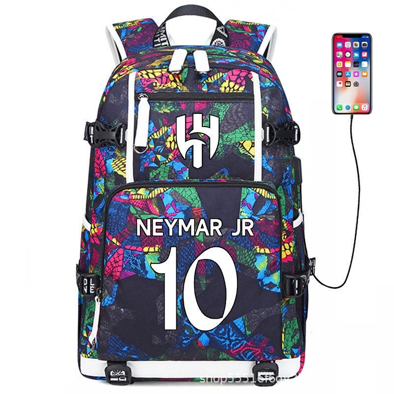 Football Star Backpack for Kids & Adults - Large Capacity Sports Backpack with USB Port, Waterproof Oxford Fabric, Breathable & Durable, Ideal for Soccer, Basketball, Gym, Travel