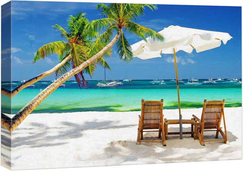 wall26 - Tropical Vacation at The Beach - Canvas Art Wall Art - 32" x 48" - Image 1