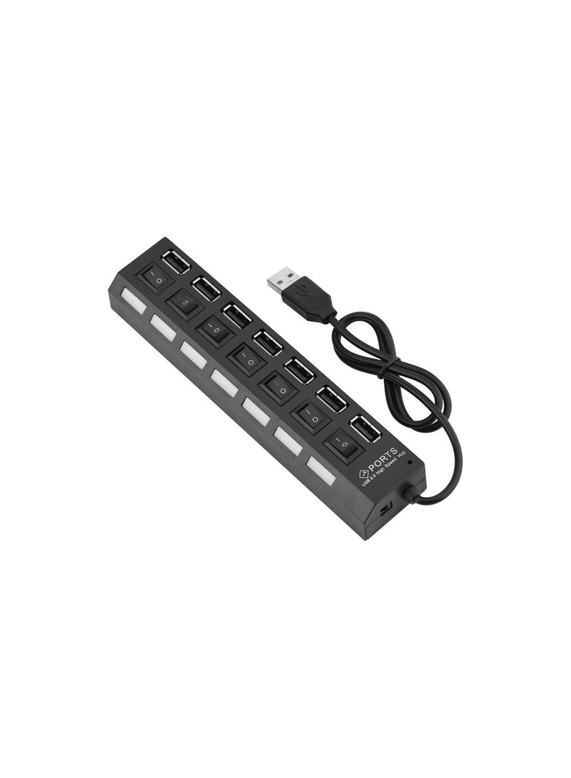 GGOOT USB 2.0 7 Ports USB Hub 450Mbps High Speed Hub Splitter for Mobile Phone, Tablet PC, Keyboard, Mouse, Hard Drive, for PS4, for Xbox, Printer, Headphone, Satellite Receiver  - Image 1