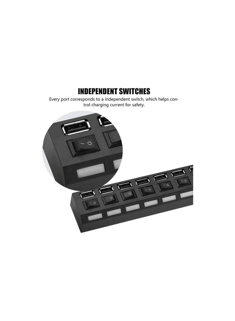 GGOOT USB 2.0 7 Ports USB Hub 450Mbps High Speed Hub Splitter for Mobile Phone, Tablet PC, Keyboard, Mouse, Hard Drive, for PS4, for Xbox, Printer, Headphone, Satellite Receiver  - Image 3