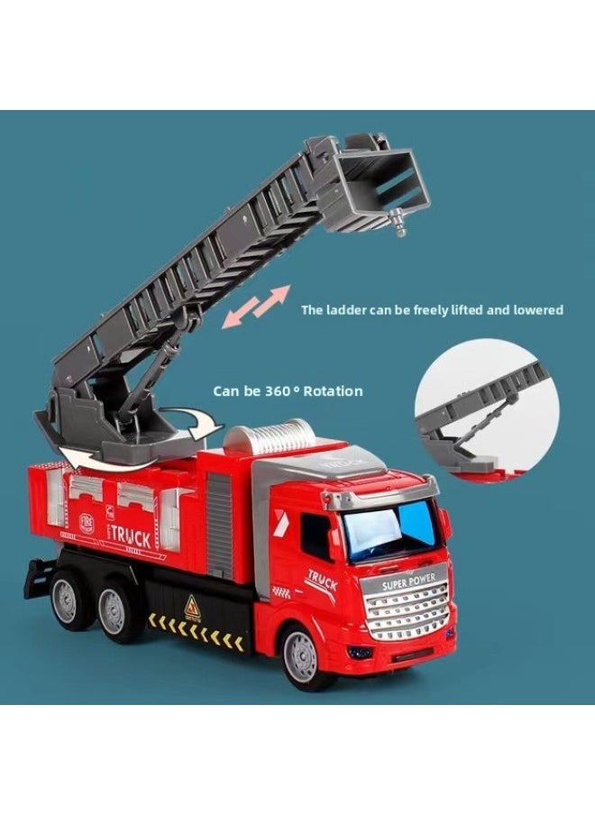 Generic Children's Remote Control Vehicle Fire Truck Rescue Ladder Truck Engineering Vehicle Stirring Excavator Male Car Toy Wholesale-Color:Remote Control Four-way Long Head Mixing Engineering Vehicle LA006-4-Proportion:Charging Configuration (car + Remote Control Total 5 Batteries + Charging Base)  - Image 4