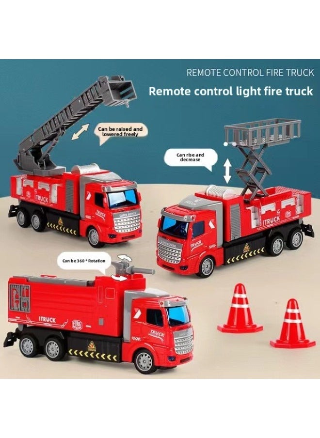 Generic Children's Remote Control Vehicle Fire Truck Rescue Ladder Truck Engineering Vehicle Stirring Excavator Male Car Toy Wholesale-Color:Remote Control Four-way Long Head Mixing Engineering Vehicle LA006-4-Proportion:Charging Configuration (car + Remote Control Total 5 Batteries + Charging Base)  - Image 2