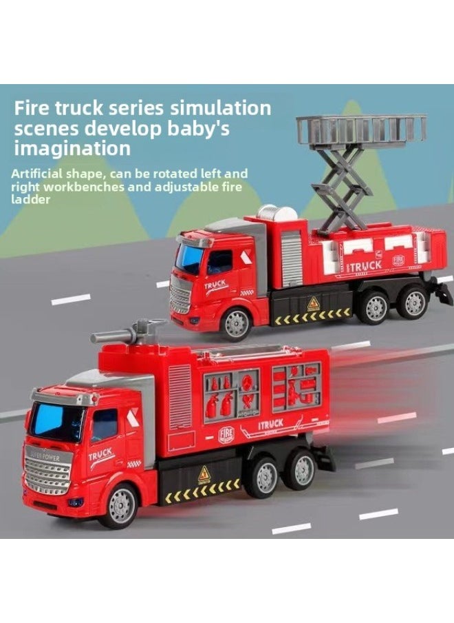 Generic Children's Remote Control Vehicle Fire Truck Rescue Ladder Truck Engineering Vehicle Stirring Excavator Male Car Toy Wholesale-Color:Remote Control Four-way Long Head Mixing Engineering Vehicle LA006-4-Proportion:Charging Configuration (car + Remote Control Total 5 Batteries + Charging Base)  - Image 3