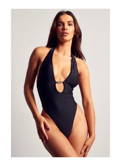 Misspap Branded Logo Plunge Swimsuit