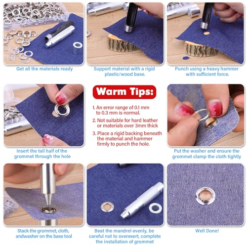 cridoz 120 Sets Grommet Tool Kit 12.7mm, Cridoz Grommet Eyelets Kit with Setting Tools and Storage Box for Fabric, Tarps, Curtains - Image 4
