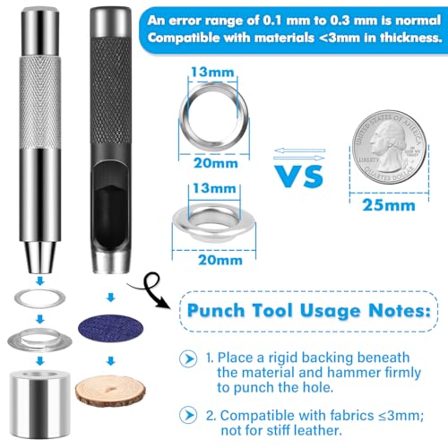 cridoz 120 Sets Grommet Tool Kit 12.7mm, Cridoz Grommet Eyelets Kit with Setting Tools and Storage Box for Fabric, Tarps, Curtains - Image 3