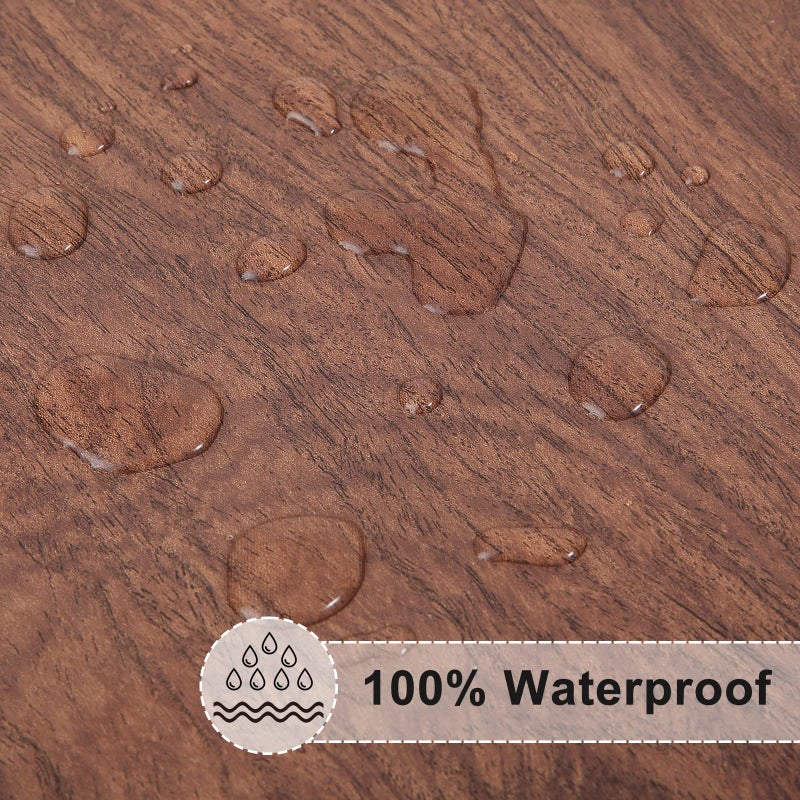 misaya Round Fitted Tablecloth with Elastic Edge, 100% Waterproof Oil Proof Plastic Table Cover, Vinyl Flannel Backed Tablecloth Fits 36"-44" Round Tables for Dinner, Outdoor, Picnic, Oak Wooden Grain - Image 3