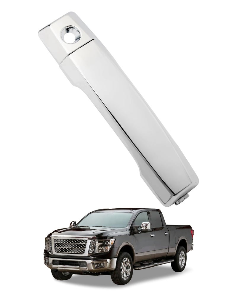 Gledewen Driver Door Handle, Compatible with 2004-2015 Nissan Titan, Armada, Chrome Front Left Driver Side Exterior Door Handle with Key hole, Replace# 81571, 80640-ZC00A 80647-ZC00A Outside Door Handle Part - Image 1