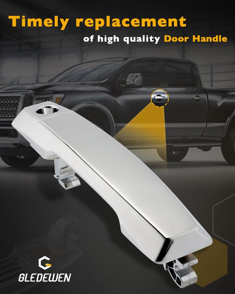Gledewen Driver Door Handle, Compatible with 2004-2015 Nissan Titan, Armada, Chrome Front Left Driver Side Exterior Door Handle with Key hole, Replace# 81571, 80640-ZC00A 80647-ZC00A Outside Door Handle Part - Image 5