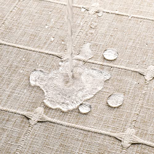 MitoVilla Tan Boho Double Swag Shower Curtain, Polyester Linen Fabric Shower Curtains for Farmhouse Bathroom Decor, Brown Cloth Shower Curtain Set with Hooks, 72 x 72 - Image 5