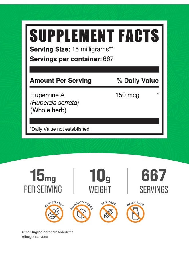 BulkSupplements.com Huperzine A Powder - Huperzia Serrata Powder, Huperzine A Supplement - Nootropic Supplement, Gluten Free, 15mg per Serving, 10g (0.35 oz) (Pack of 1) - Image 2