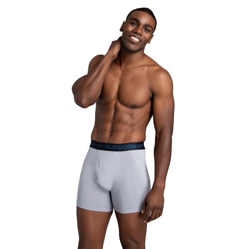 Fruit Of The Loom Mens Breathable Briefs, Moisture Wicking Underwear, Assorted Color Multipacks Boxer, Cotton Mesh - Black/Grey, Medium US - Image 2
