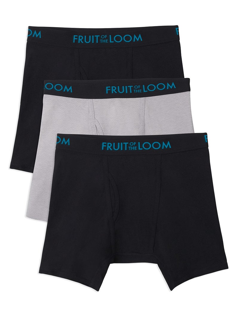 Fruit Of The Loom Mens Breathable Briefs, Moisture Wicking Underwear, Assorted Color Multipacks Boxer, Cotton Mesh - Black/Grey, Medium US - Image 1