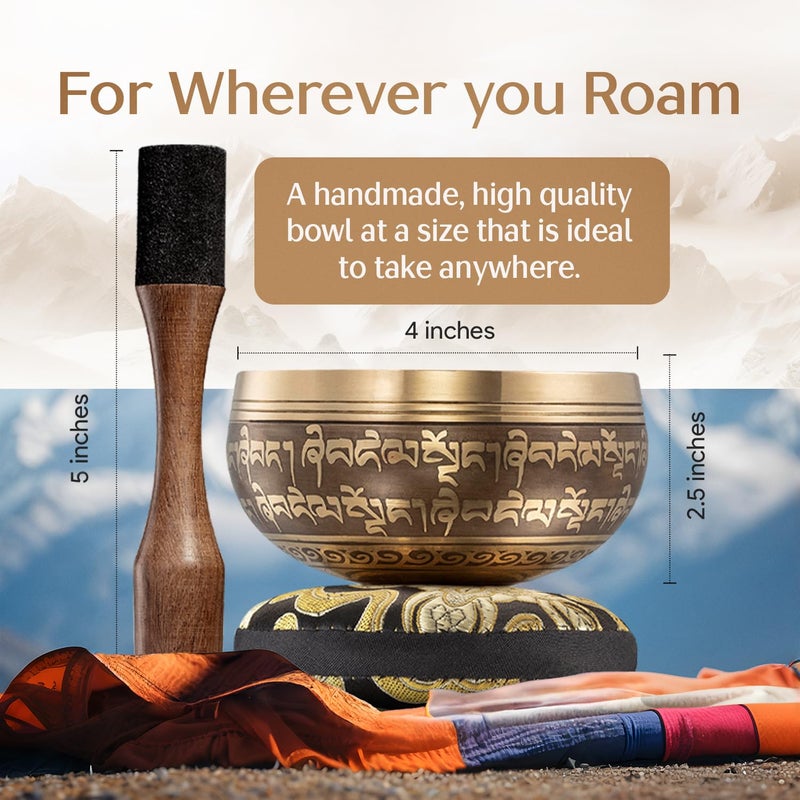 Silent Mind Tibetan Singing Bowl Set – Authentic Hand-Tuned Sound Bowl for Meditation – Complete Meditation Bowl Kit with Cushion, Mallet & Guide – Perfect Tibetan Bell for Yoga, Relaxation, & Sound Healing - Image 4