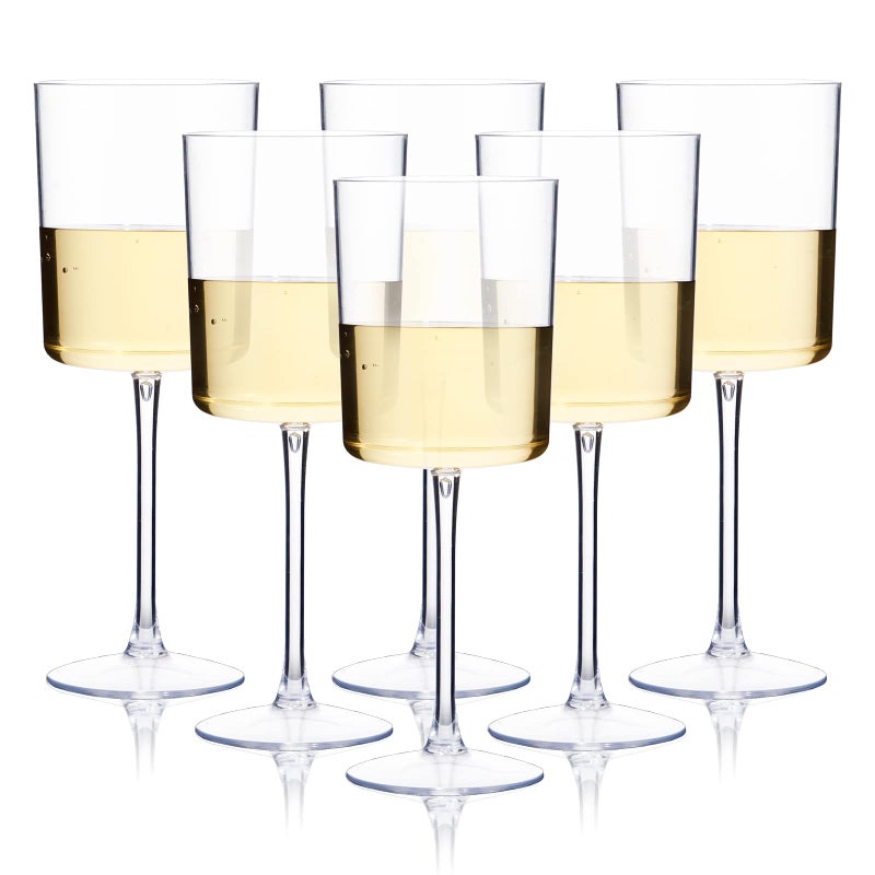 Ciaell 6 Pack Plastic Wine Glasses  10 Oz Plastic Disposable Wine Glasses with Stem Perfect for Parties  Weddings  Poolside  Outdoors  Camping