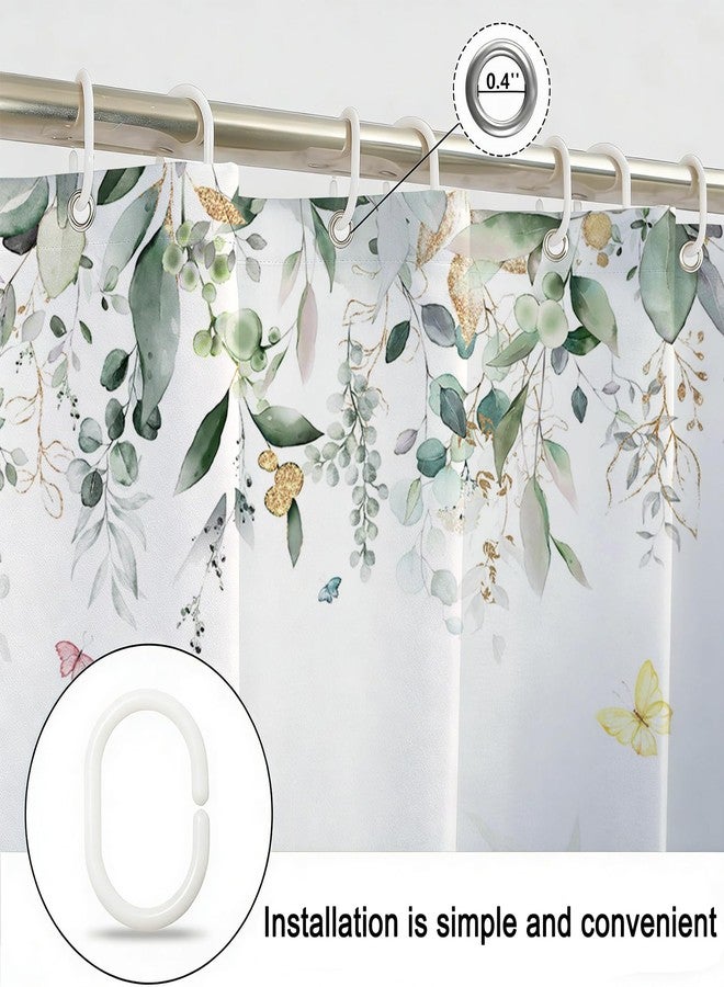 Mocsicka Spring Easter Shower Curtain for Bathroom Happy Easter Bunny Green Eucalyptus Shower Curtains Colorful Eggs Rabbits Decor Waterproof Fabric Bath Curtain Accessories with 12 Hooks - Image 4