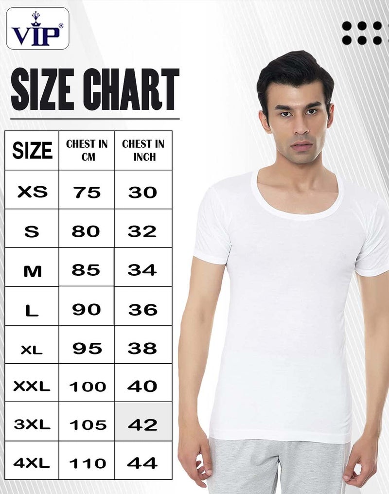 VIP Bonus Men's Half Sleeves Cotton Regular Fit Vest (Pack Of 4) (95, White Pack Of 2), XL - Image 4