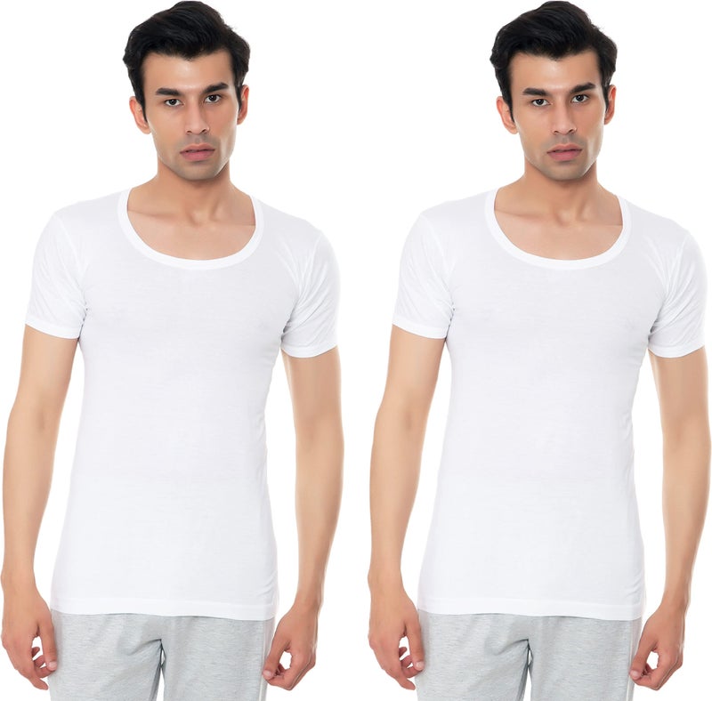 VIP Bonus Men's Half Sleeves Cotton Regular Fit Vest (Pack Of 4) (95, White Pack Of 2), XL - Image 1
