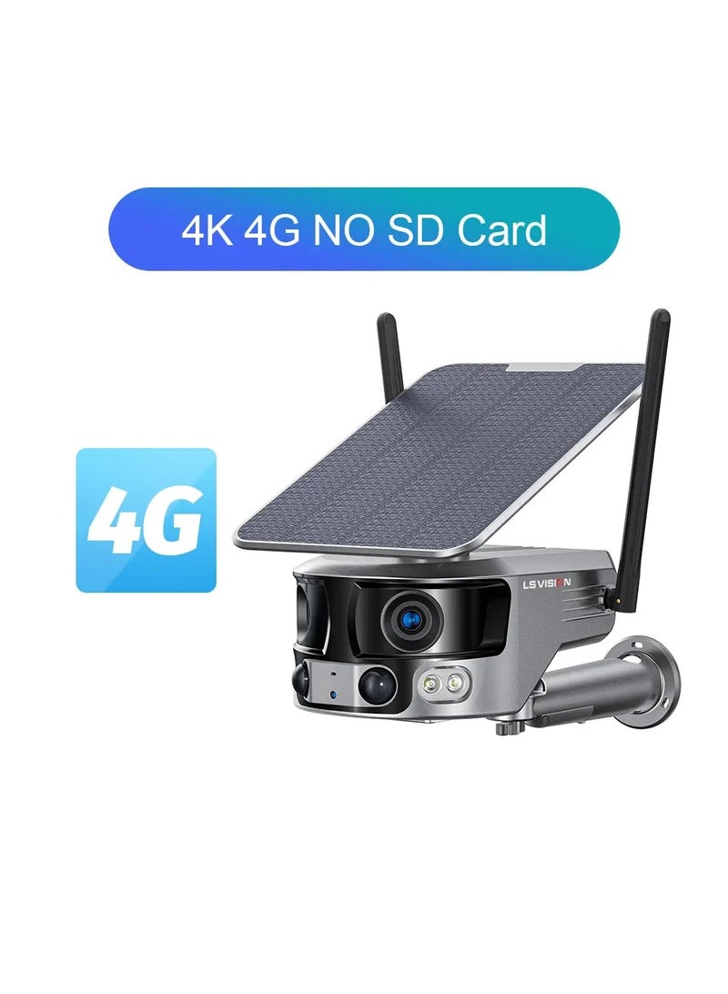 LS Vision LS VISION 4K 180° Ultra Wide View Angle 4G Solar Security Camera Outdoor WIFI 4X Zoom Dual Lens PIR Human Detection CCTV Camera - Image 1