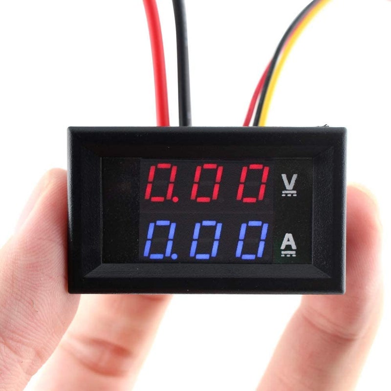 WOWOONE مقياس الفولتية والتيار الرقمي LED من Eiechip، مقياس متعدد رقمي صغير DC 100V 10A، عرض مزدوج رقمي بالأزرق والأحمر، جهاز اختبار تيار السيارة 0.28" - Image 1