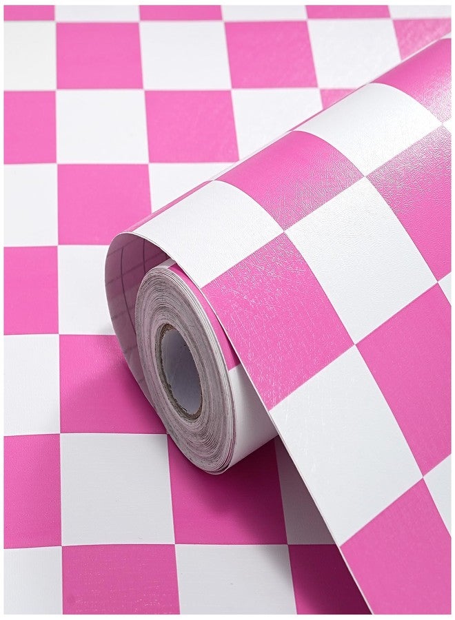 OSECAGE Modern Peel and Stick Wallpaper Pink and White Mosaic Checkered Contact Paper 17.7"x78.8" Self Adhesive Lattice Wallpaper Removable Decorative Wallpapers for Bedroom Countertops Cabinet Vinyl Roll - Image 1