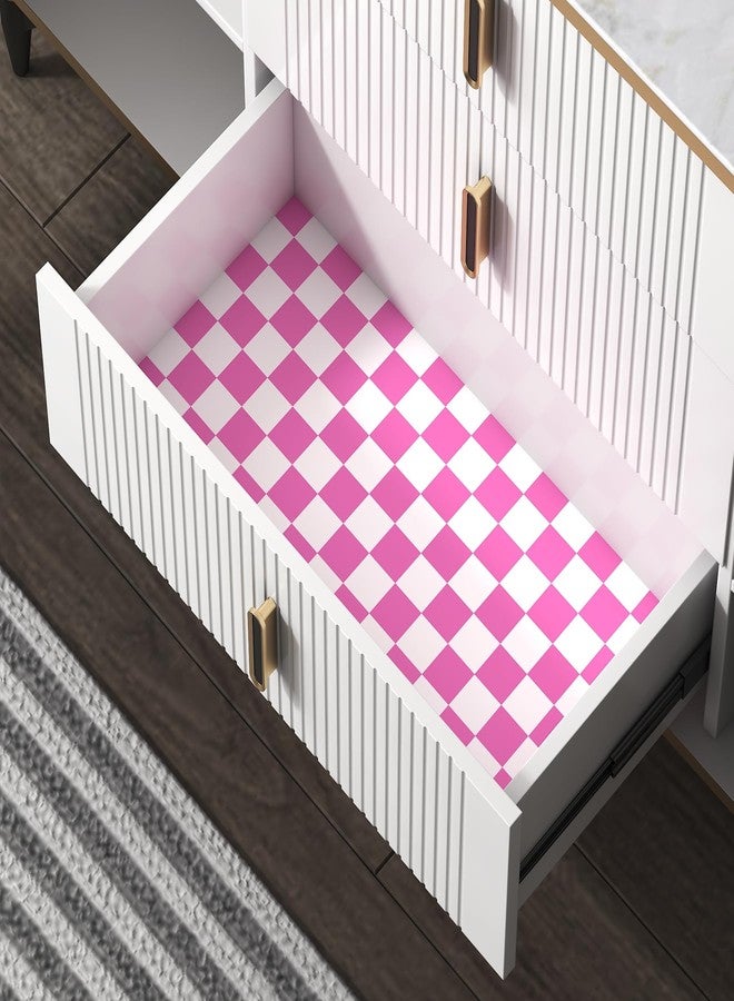 OSECAGE Modern Peel and Stick Wallpaper Pink and White Mosaic Checkered Contact Paper 17.7"x78.8" Self Adhesive Lattice Wallpaper Removable Decorative Wallpapers for Bedroom Countertops Cabinet Vinyl Roll - Image 4