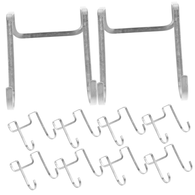 Stainless Steel Double Hooks 10 Pack for Kitchen Bathroom Towels Shower Doors Space Saving - Image 2