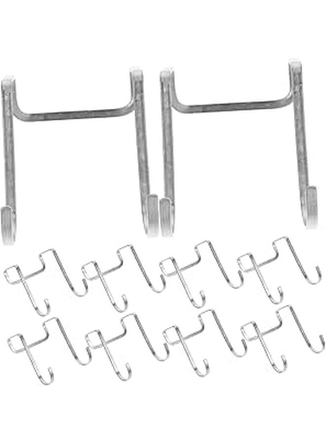 Stainless Steel Double Hooks 10 Pack for Kitchen Bathroom Towels Shower Doors Space Saving - Image 1