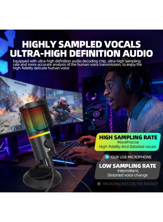 ميكروفون ألعاب مكثف احترافي ZFSZ USB RGB مع كتم صوت بلمسة واحدة ومقبس مراقبة - Image 2