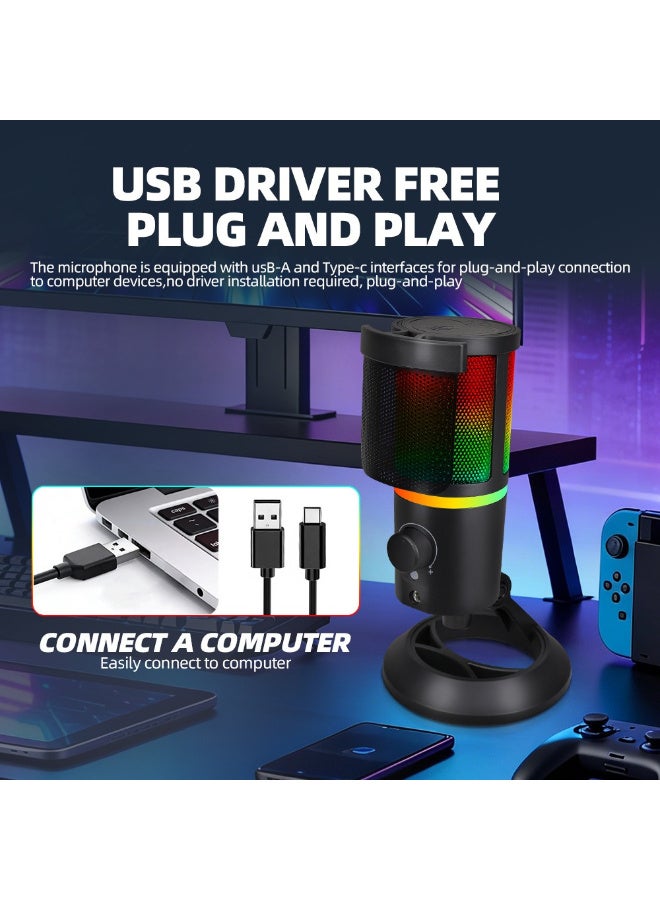ميكروفون ألعاب مكثف احترافي ZFSZ USB RGB مع كتم صوت بلمسة واحدة ومقبس مراقبة - Image 3