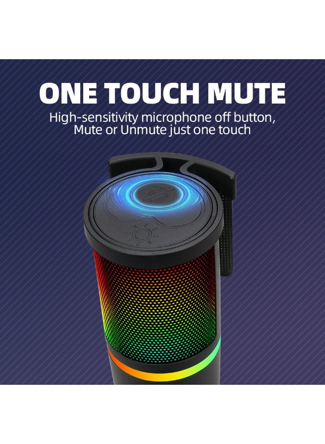 ميكروفون ألعاب مكثف احترافي ZFSZ USB RGB مع كتم صوت بلمسة واحدة ومقبس مراقبة - Image 4