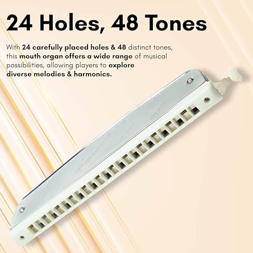 Tower Mouth Organ Harmonica 24 Holes Key-C With Scale Change Option, Silver - Image 4