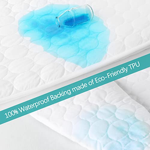 Biloban Crib Mattress Protector Sheets Waterproof 2 Pack, Quilted Crib Mattress Pad Cover Fitted Fits for Toddler Bed Mattress, White, 52” x 28” - Image 3
