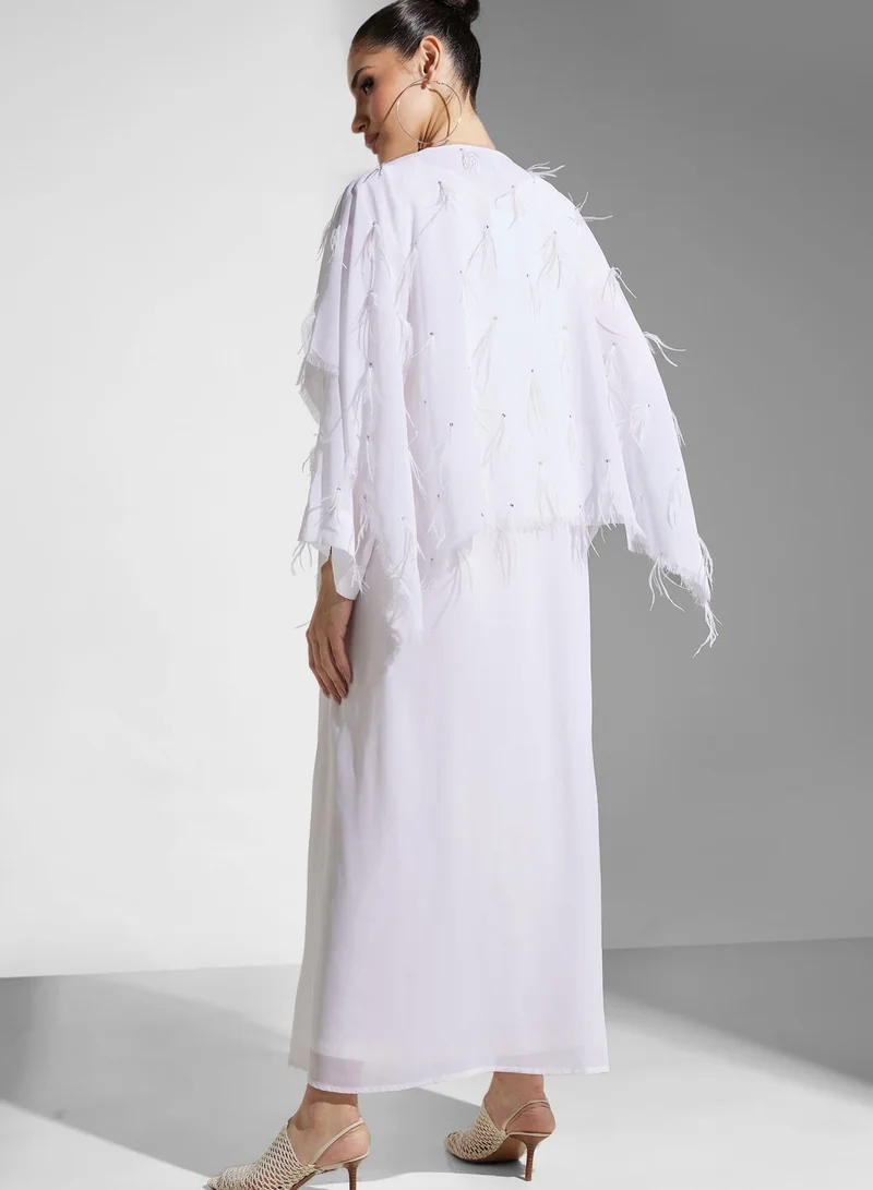 SINOIR Feather Detail Abaya