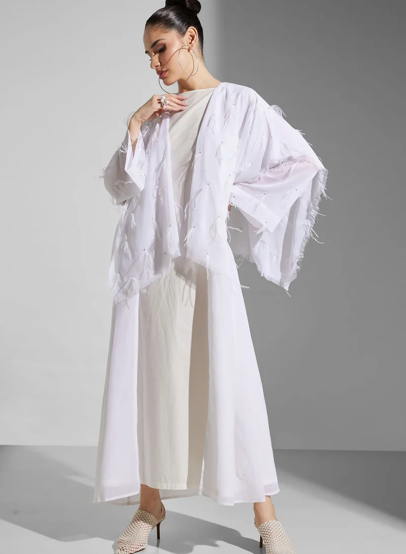 SINOIR Feather Detail Abaya