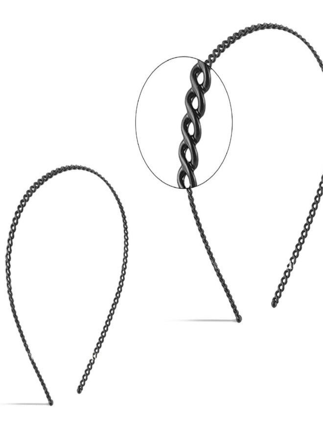 KLNEEDS 2-JALI Black Chain Zigzag Design Headbands for Women and Girls, Pack of 6 - Image 1