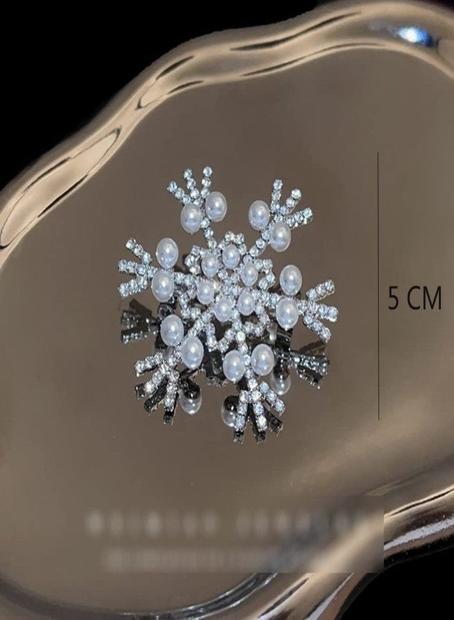 OIDIMS Winter Snowflake Brooch Pin Lapel Pins Pearl Flower Brooches Charms Badges for Clothing Bags Hat Suit Tie Accessory Collar Dress Decoration Jewelry Fashion Rhinestone Crystal Corsages Scarf Clip Crystal Festive Holiday Gift For Women Girls New Year Party Celebration - Image 5
